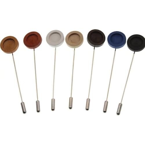 10pcs Wood Brooch Cabochon Base Settings fit 12mm Glass Blank Cabochon Tray Safety Pins Brooch Supplies for Jewelry Making