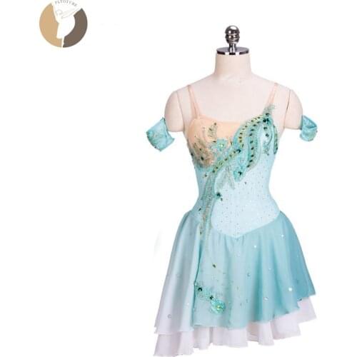 FLTOTURE Cupid ballet Dress Light Green Chiffon Skirt Professional Ballet YAGP Competition Short Skirts Diana Variation Clothes
