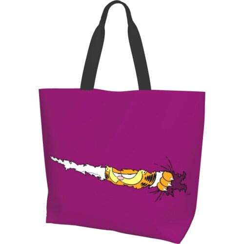 Garfi Cat Canvas Bag Woman Shoulder Bag cat cartoons Anime mr krabs Animes square pants Kawaii Anime garfi Ins Shoppers Bag