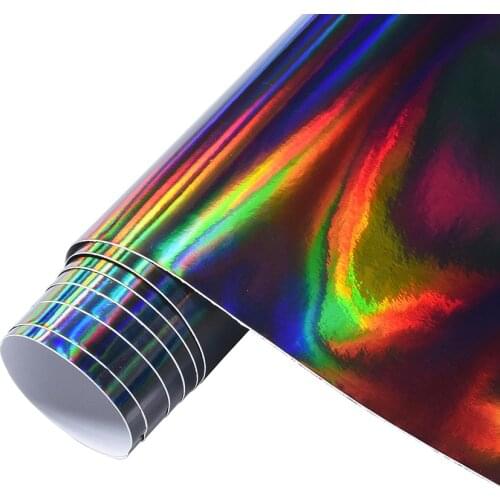 1M x 1.52M Holographic Laser Chrome Black Car Interior Sticker Vinyl Film Car Wrap Sticker Decal Sheet Color Changing