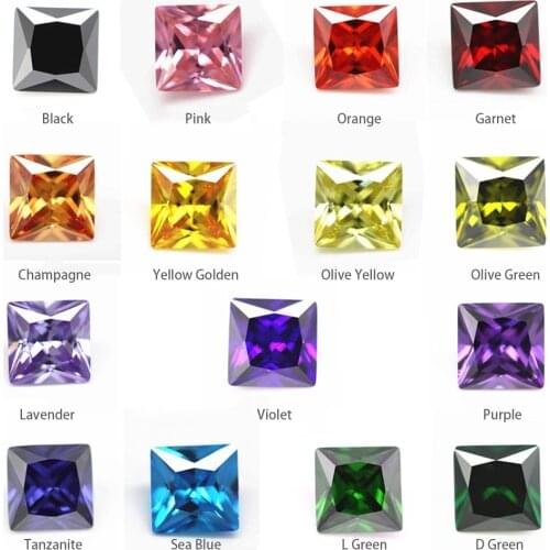 LuckyStar Gems 50pcs1.5x1.5mm~12x12mm Square Cut Cubic Zirconia Loose Gemstones for DIYJewelry Accessories Making
