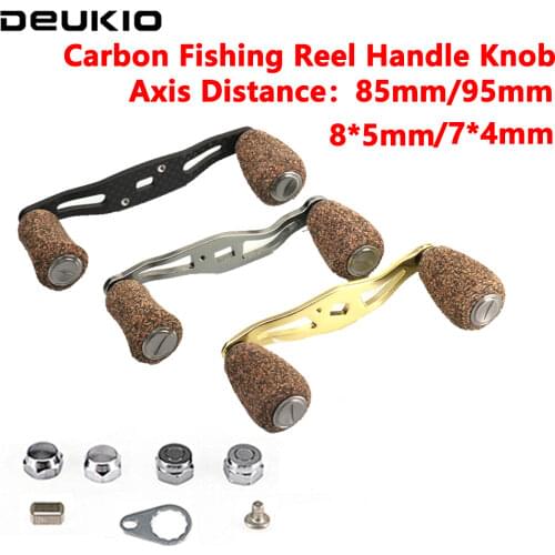 DEUKIO 8*5mm 7*4mm Carbon Fishing Reel Handle Knob Rocke Double Handle for Baitcasting Fishing Reel Tackle Tools DAIWA SHIMANO