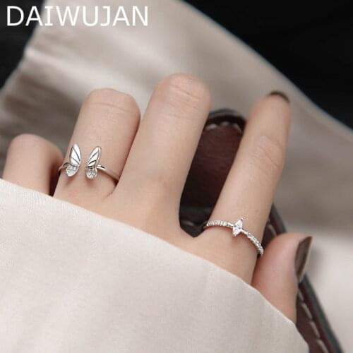 Stereoscopic 925 Sterling Silver Butterfly Rings For Women Luxury Crystal Anmial Finger Open Ring Set Party Wedding Accessories
