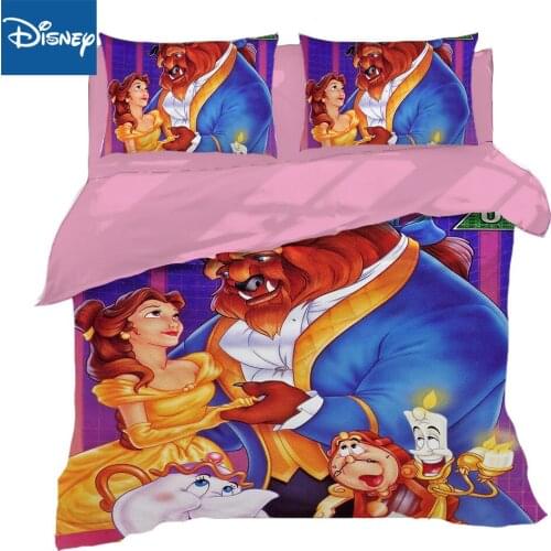 Beauty and the Beast Disney Cartoon 3D Printed Bedding Set for Girls Bedroom Decor Cotton Quilt Duvet Cover Twin full queen size