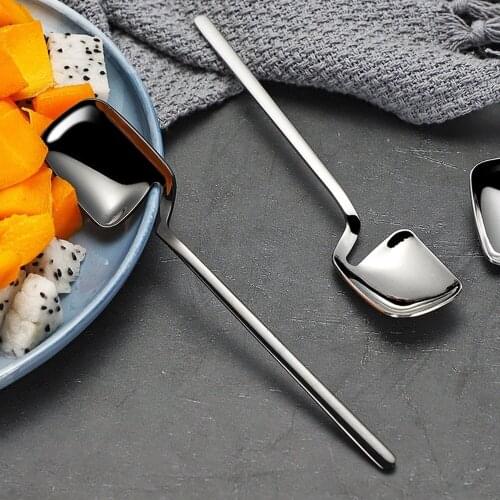 Creative Long Handle Wall Hanging Spoon Stainless Steel Dessert Mixing Ice Cream Tea Coffee Spoon Stirring Spoon Tableware Party