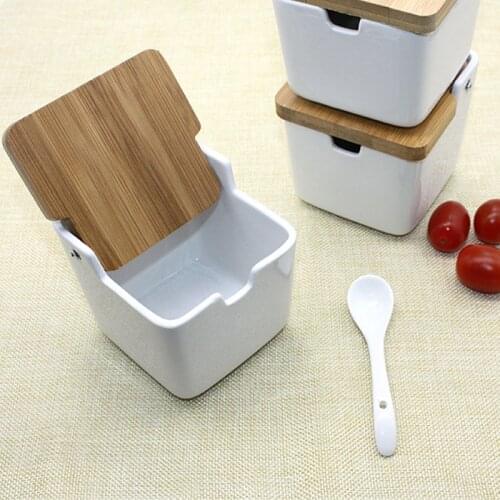 Kitchen spice rack ceramic seasoning jar pot salt and pepper sugar spice shakers container Drop ship dropshipping