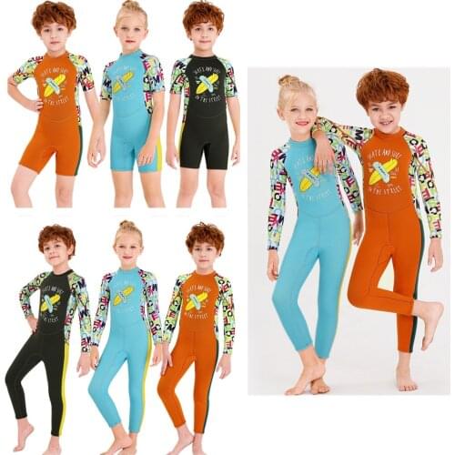 2.5MM Summer One-Piece Long Sleeve Swimsuit Short Sleeve Childrens Cold-Proof UV Protection Kids Snorkeling Suit Surf Swimwears