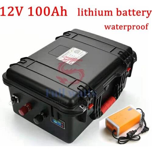 Lithium battery 12v 100ah waterproof 12v lithium ion battery pack 100AH batteries with 10A charger for inverter,electric motor