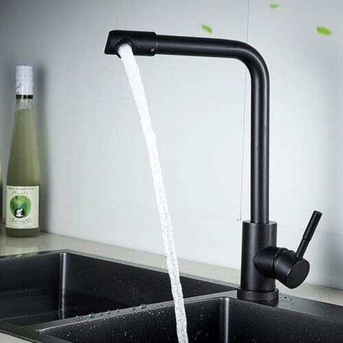 LIUYUE Kitchen Faucets Black Brass 360 Rotate Bathroom Single Handle Basin Faucet Crane Cold Hot Water Sink Mixer Taps Torneira