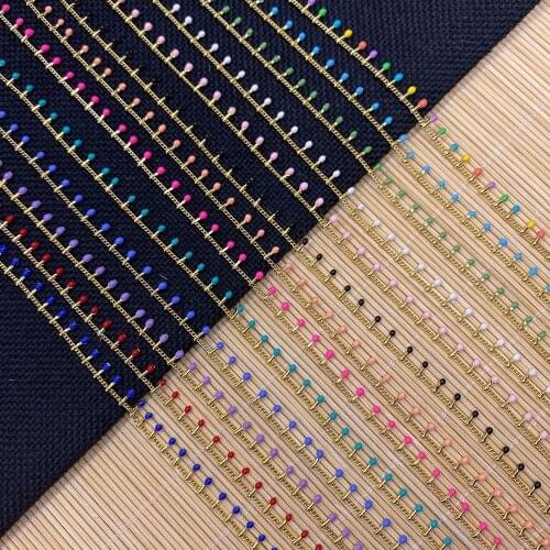 Hand-wrapped Rosary Copper Chain with Gold Thread, Bohemian DIY Jewelry, Necklace, Bracelet Earrings Jewelry Accessories 1 Meter