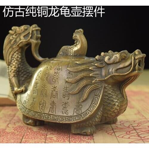 Copper bronze ornaments brass pot pot dragon feng shui dragon flagon kettle brass bronze art crafts