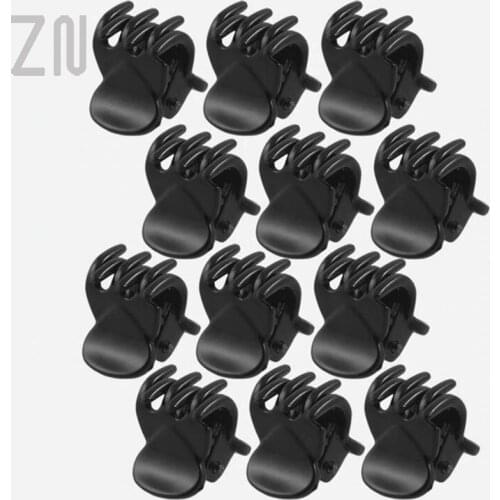 ZN 12 pcs/sets Fashion Women crab Hair claw clip Girls Black Plastic Mini Hairpin Claws Hair Clip Clamp For Women Gifts