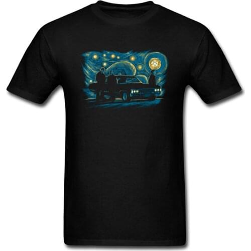 Hunters Night T Shirt Black Tshirt For Men Stranger Things T-shirt Mens Starry Sky Paint Clothing Racer Car Wagon Top Tees