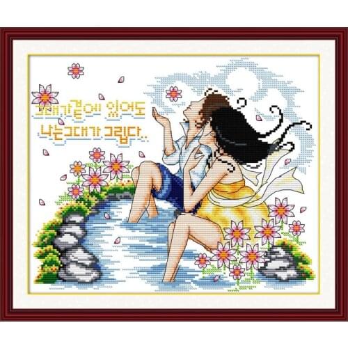 Joy Sunday Printed Cross Stitch Kit Romantic Rivulet 11&14CT Cross Stitch Embroidery Needlework for Home Decor Handmade DIY Gift