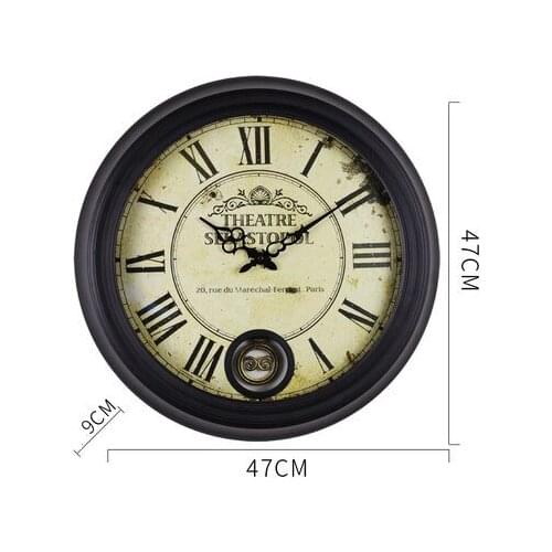 Retro European Living Room Creative Retro Fashion Wall Clock Bar Cafe Mute Art Pendulum Clock Wall Decorations Ornaments