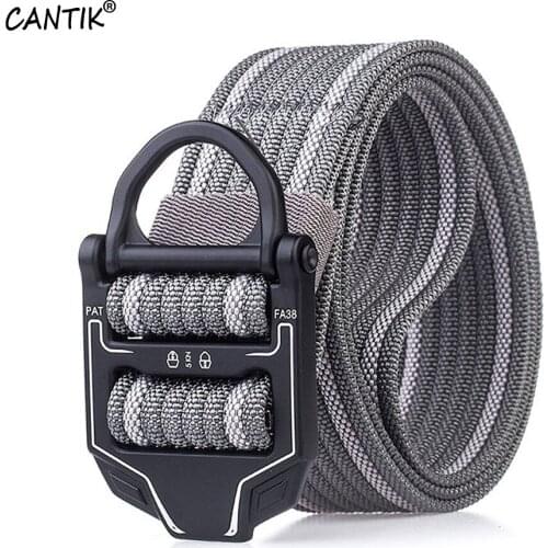CANTIK New Arrival Design Quality Knitted Nylon Belt Black Army Fan Outdoor Tactical Belts Jeans Accessories 3.8cm Width CBCA145