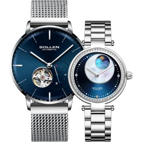 SOLLEN Couple Fashion Mechanical Watch Luxury Brand Wristwatches Watch Men Sapphire Japan Movement Waterproof Womens Watches