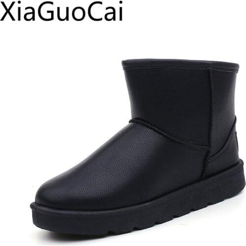 New Winter Genuine Leather Women Snow Boots Female Waterproof Plus Female Winter Flat Boots Rubber Slip-on Boots