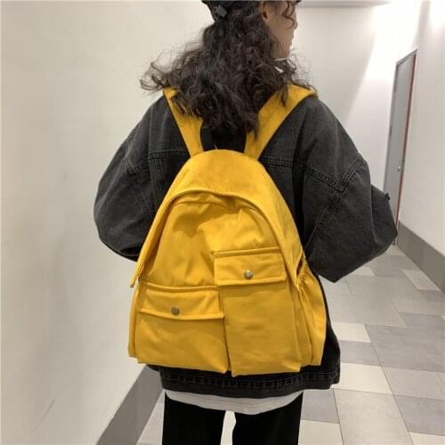 Solid Color Nylon Backpack For Women Female Fashion Irregular Pocket Book Schoolbag For Teenagers Girl Travel Backpack Women New