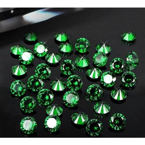 Wholesale Emerald 4-12mm Round Shape Pointback Brilliant Cubic Zirconia Stones DIY Jewelry Findings Supplies Accessory