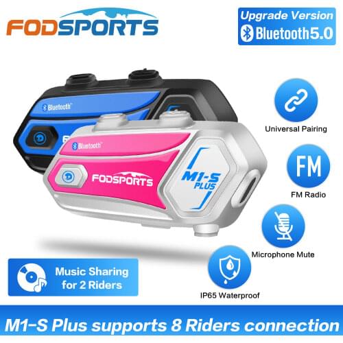 Fodsports Music Sharing M1-S Plus Motorcycle Helmet Intercom for 8 rider Wireless Bluetooth Headset Speakers мотошлем for Couple