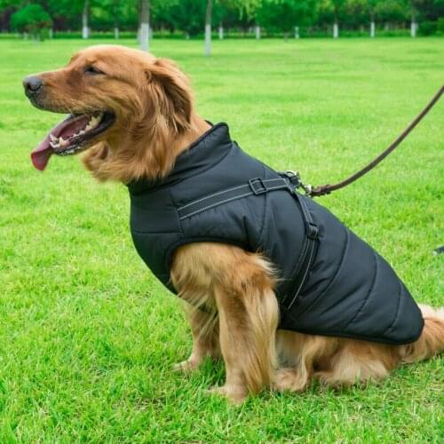 Pet Autumn Winter Skiing Costume Rainproof Warm Sleeveless Cotton Padded Vest With Durable Chest Strap Harness Dog Accessories
