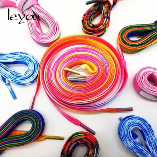 Leyou 80-150cm Flat Shoelaces For Children and Adult Sport Sneakers Shoelaces Colorful Shoe Laces Ribbon New
