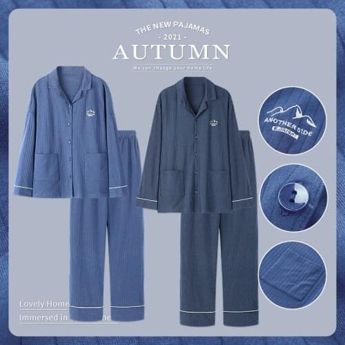 Casual Plain Weave Male Couple Home Service Suit Cotton Winter Warm Sleepwear Kawaii Bear Girl Doll Collar Princess Pajamas