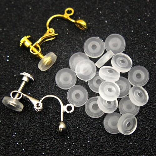 50pcs/Lot Transparent Soft Silicone Anti-Pain Pad DIY Earrings Parts White Ear Clip Pad Jewelry Findings Accessories JF58-2