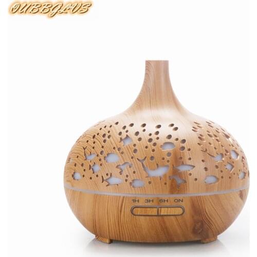 400ml Essential Oil Diffuser Wood Grain Diffuser with Auto Shut-off, Aromatherapy Oil Diffuser Humidifier and 3 Timer Settings
