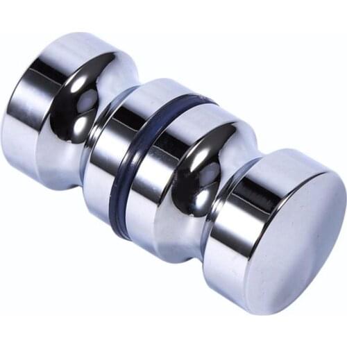 Aluminum Metal 1.2" Dia Single Groove Glass Door Knob Shower Room Cabinet Handle Pull Steel Household Glass Holder Store Slivery