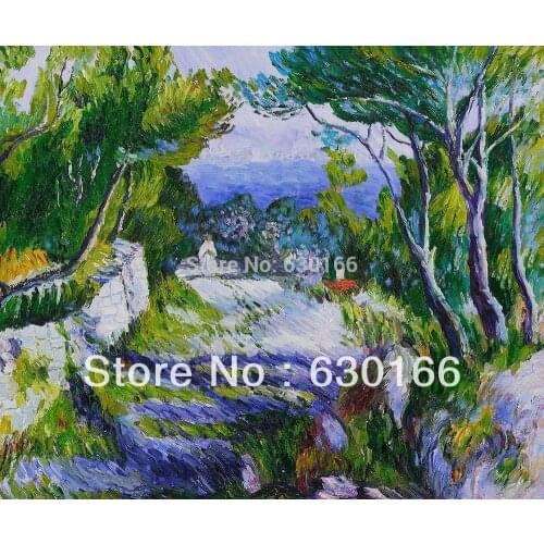 100% Handmade Auguste Renoirs Oil Painting - L'Estaque Landscape Wall Art Canvas Horizontal