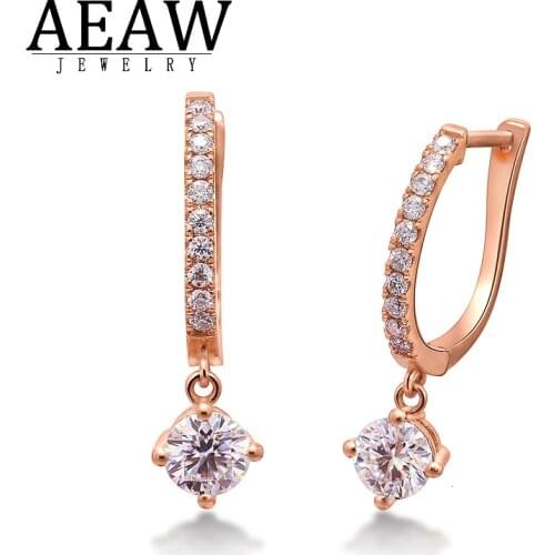 14k Rose Gold Solid Real Gold D color 0.5ct 5.0mm Round Excellent Cut Moissanite Drop Earring Fine Gift Party Wedding Earring