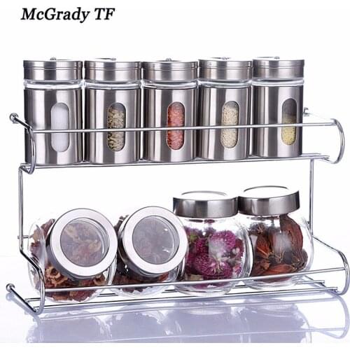 9pcs/set Kitchen Glass Cruet Condiment Spice Jars Set Salt and Pepper Shakers Cooking Seasoning Bottle