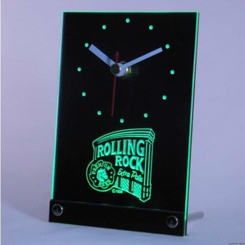 Tnc0474 Rolling Rock Beer Bar 3D LED Table Desk Clock