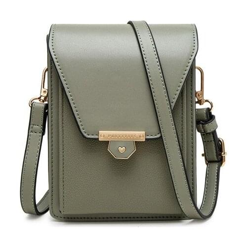 Mobile phone bag Japan and South Korea small fresh zipper PU love buckle womens one-shoulder diagonal bag wallet