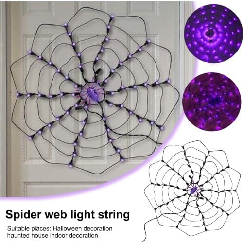 Halloween Spider Web Light String Purple Light Color Horror Haunted House Decoration Halloween Party Decorative Lighting String