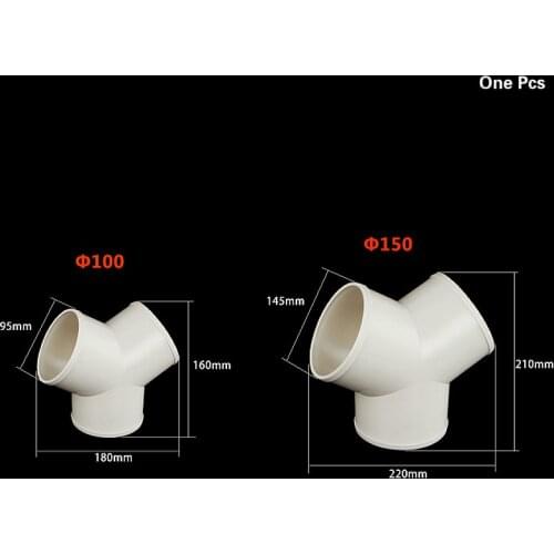 Y Splitter Piece Ventilation Duct Three Way Coupler Fan Connector 3 Ways Splitter for Ventilation Tube - ABS (100 mm / 150 mm)