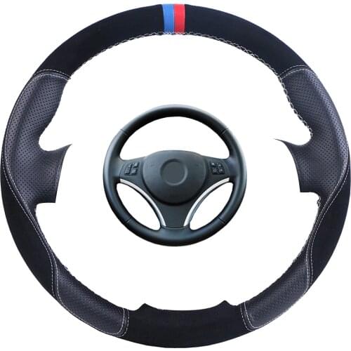 Suede Leather Car Steering Wheel Cover For BMW E90 320i 325i 330i 335i 120d E87 120i 130i/Custom Steering Wrap braid