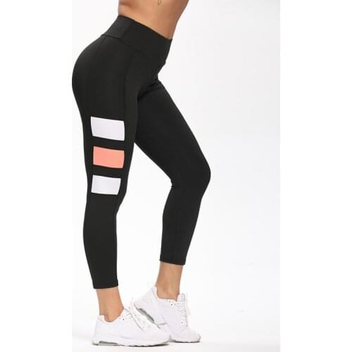 Womens Slim Moisture Wicking Stitching Yoga Pants Leggings Cropped Pants Black