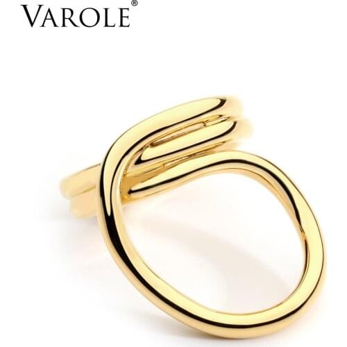 VAROLE New Korean Simple Style Twisted Lines Gold Color Rings for Women Fashion Jewelry Wholesale