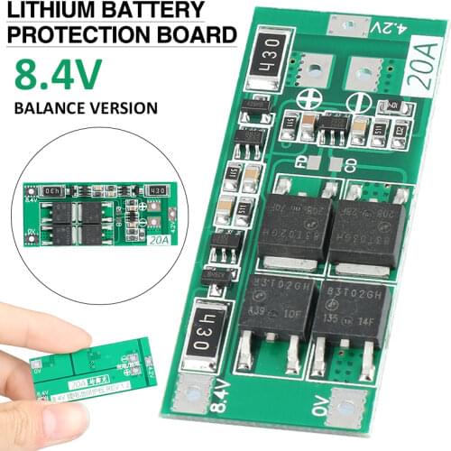 1pc 2S 8.4V 18650 Lithium Battery Protection Board with Balanced 20A Current Balance Version Module Protection Dual Function