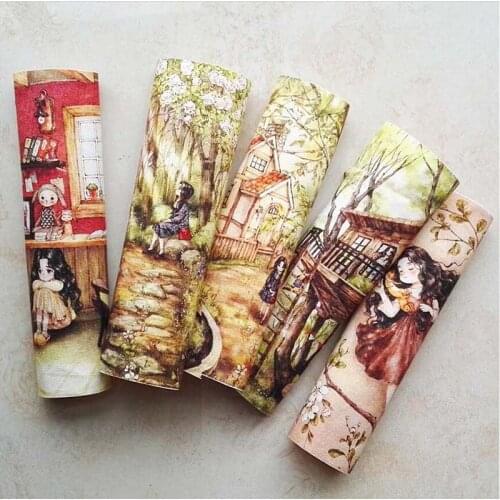 15*20cm 8pcs Forest Girl Hand Dyed Fabric Cotton Cloth DIY Patchwork Home Canvas Digital Printing Suede Fabric Other Fabric SMTA