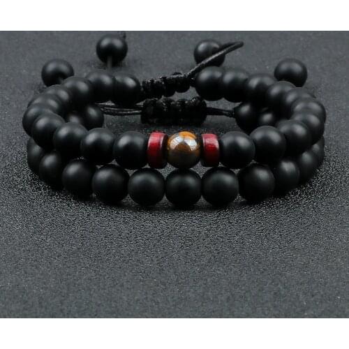 2pcs/ set Men Natural Moonstone Bead Tibetan Buddha Stone Bracelet Charm Women Lava Matte Chakra Bangle Couples Jewelry pulseras