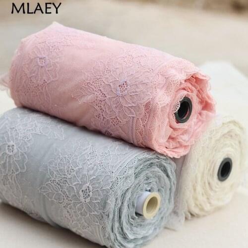 2yards Width 21cm Elastic Stretch Lace Trim Soft Floral Decoration Crafts Sewing Lace Fabric For Dress Making