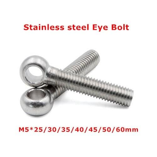 20pcs M5*25/30/35/40mm Stainless steel Eye Bolt Screw, Stud Articulated Slipknot Anchor Bolt Nuts Fastener