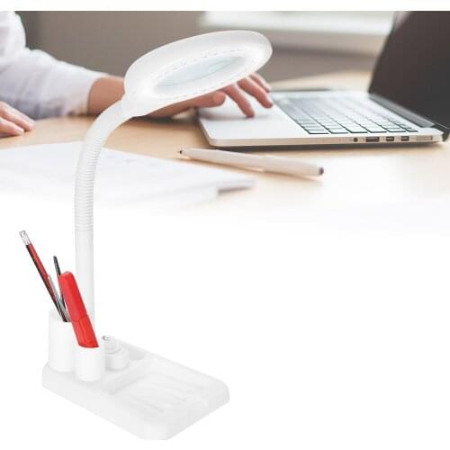 360 Degrees Arbitrary Adjustment EU Plug White Magnifying Glass Table Lamp With 5X 10X Magnifier With 36 LED Lights