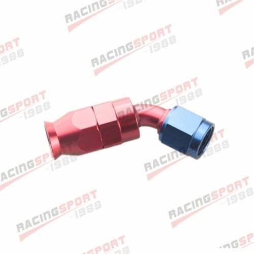 45 Degree AN6 6AN Aluminum Swivel Reusable P-TFE Hose End Fitting Adapter Red/Blue