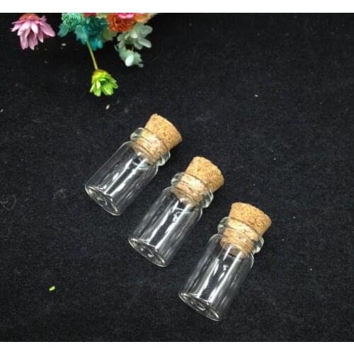 50pcs/lot 10x18mm Cork Stopper glass wishing bottle diy Clear Empty Necklace Pendants Glass vial Jars Container Hand-Blown Charm