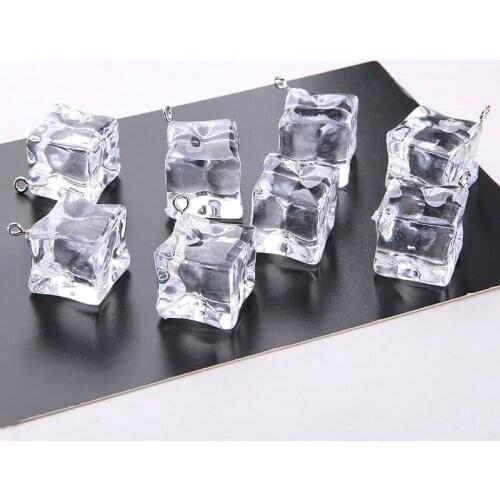 6pcs Irregular Geometric Square Necklace Pendant Fashion Ice Cube Transparent Acrylic Pendant Jewelry Diy Wholesale Accessories